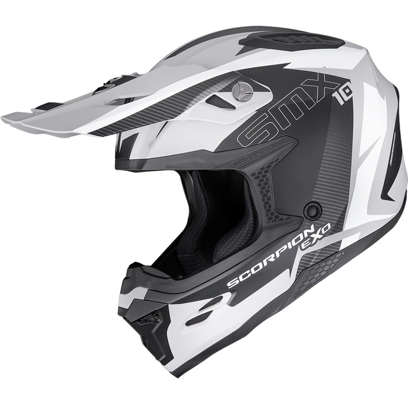 Cască motocross Scorpion SMX-10 Speed gri mat-negru-alb