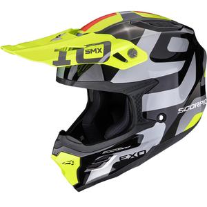 Cască motocross Scorpion SMX-10 Leap negru-argintiu-galben fluo