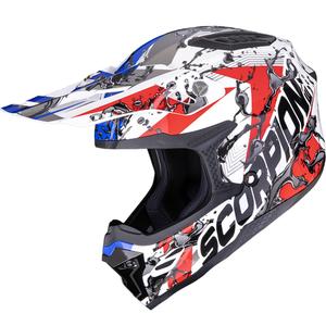 Cască motocross Scorpion SMX-10 Gasoline alb-roșu-albastru-portocaliu