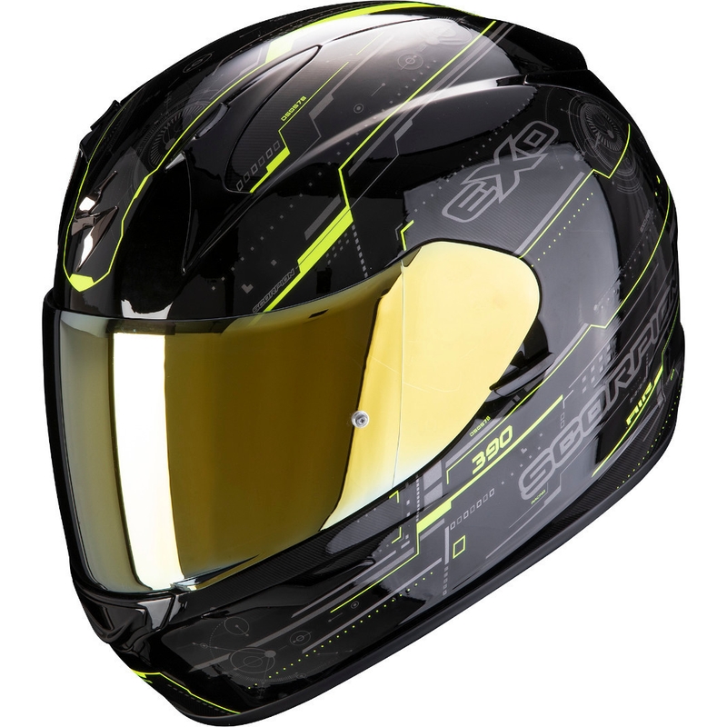 Cască integrală Scorpion EXO-390 Beat negru-galben-fluo