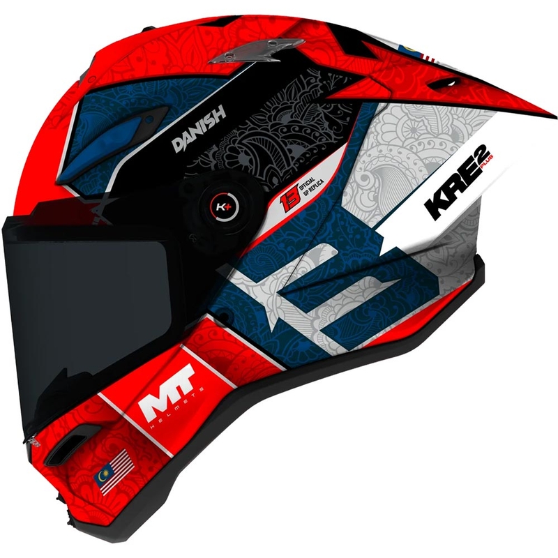Cască integrală pentru motocicletă MT KRE 2 PLUS Danish 26 Season B5 roșu-albastru
