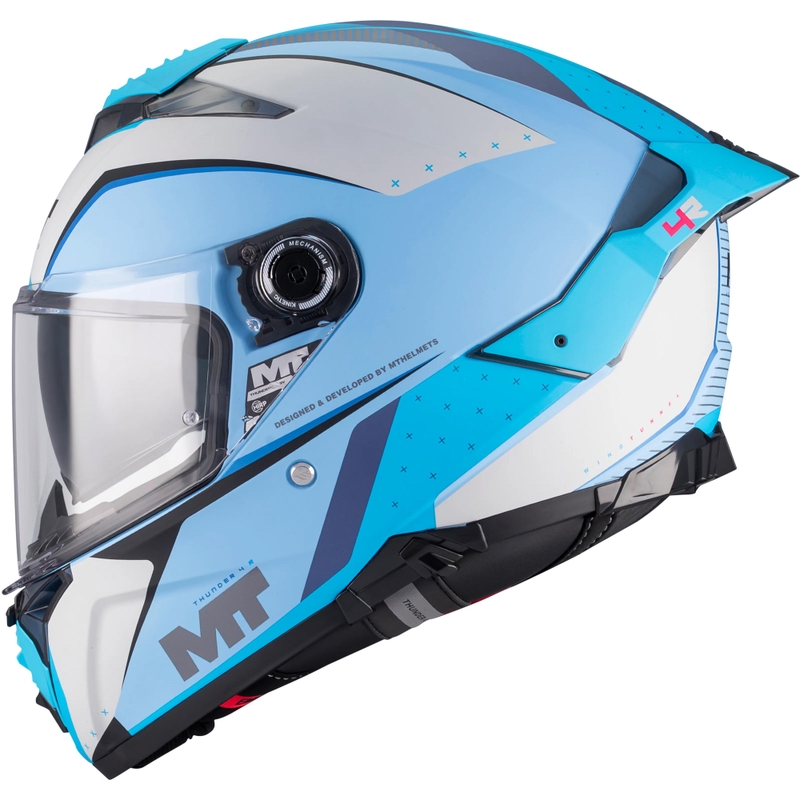 Cască integrală pentru motocicletă MT Thunder 4 R SV Wind Tunnel C7 albastru-gri mat