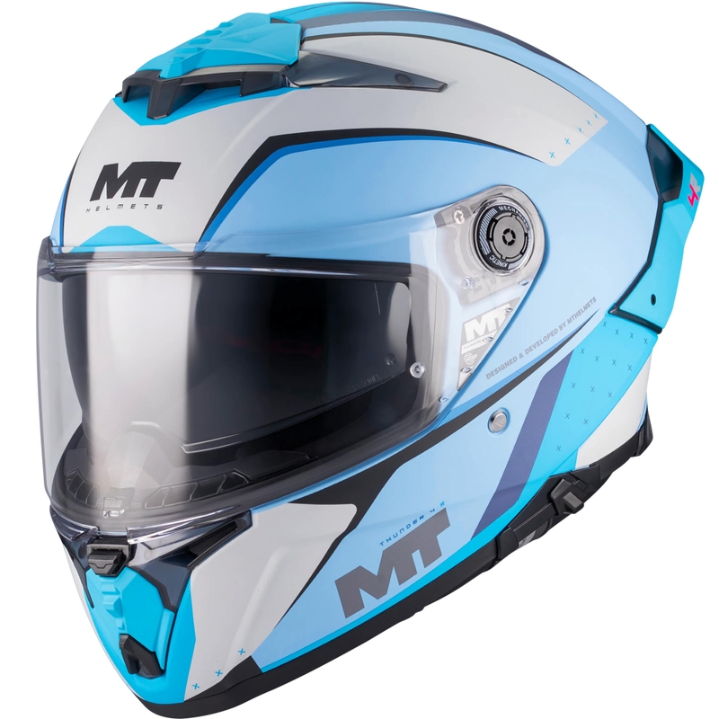 Cască integrală pentru motocicletă MT Thunder 4 R SV Wind Tunnel C7 albastru-gri mat