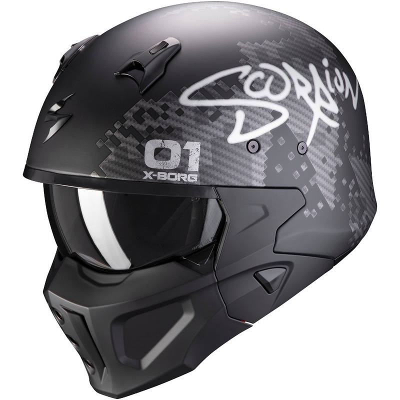 Cască Scorpion COVERT-X Xborg negru-argintiu