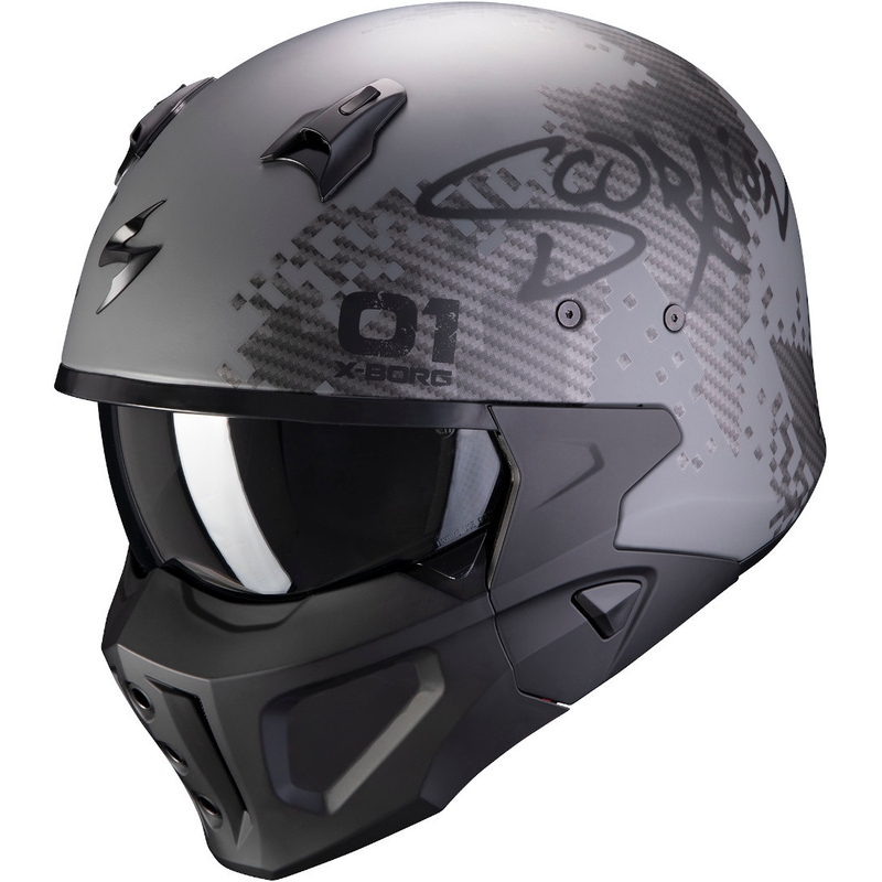 Cască Scorpion COVERT-X Xborg argintiu-negru