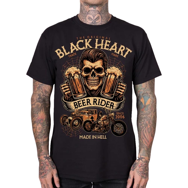 Tricou Black Heart Beer Rider negru