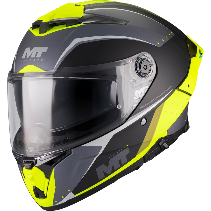 Cască integrală pentru motocicletă MT Thunder 4 R SV Wind Tunnel B3 negru-gri-galben fluo