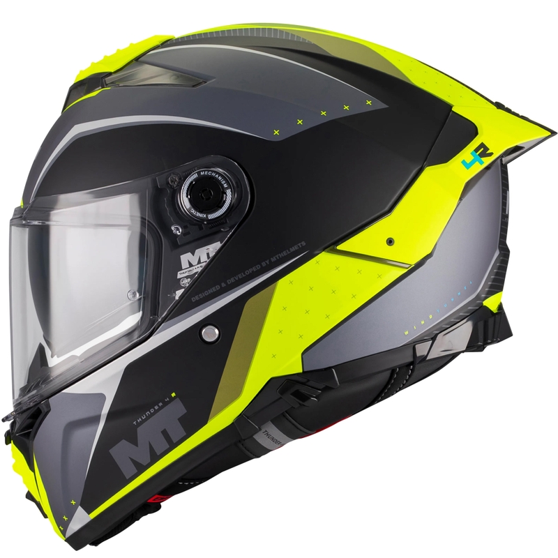 Cască integrală pentru motocicletă MT Thunder 4 R SV Wind Tunnel B3 negru-gri-galben fluo