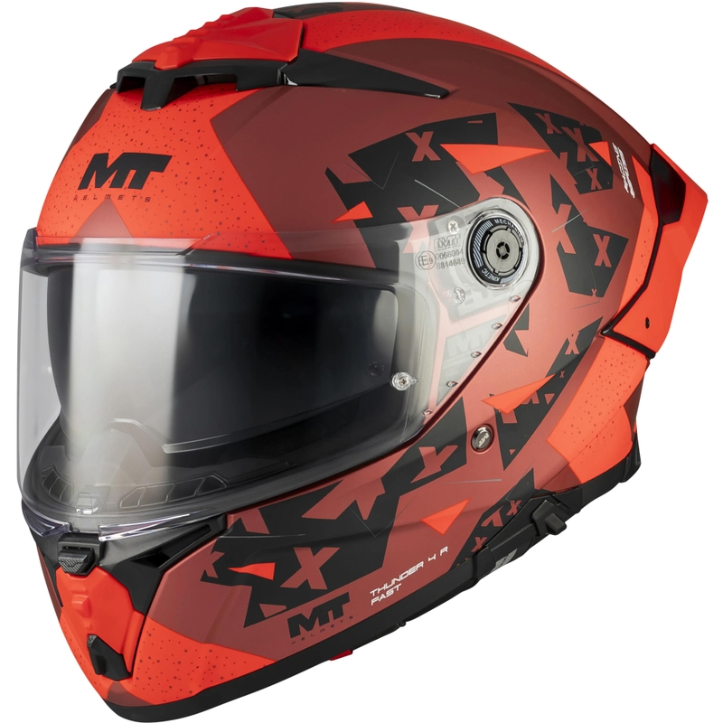 Cască integrală pentru motocicletă MT Thunder 4 R SV Fast C5 negru mat-gri-roșu