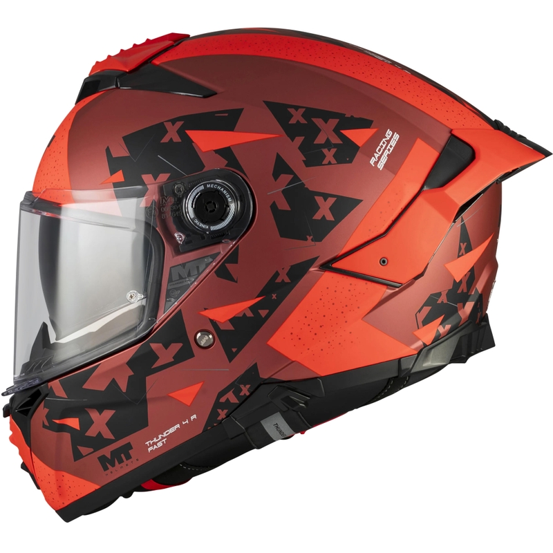 Cască integrală pentru motocicletă MT Thunder 4 R SV Fast C5 negru mat-gri-roșu