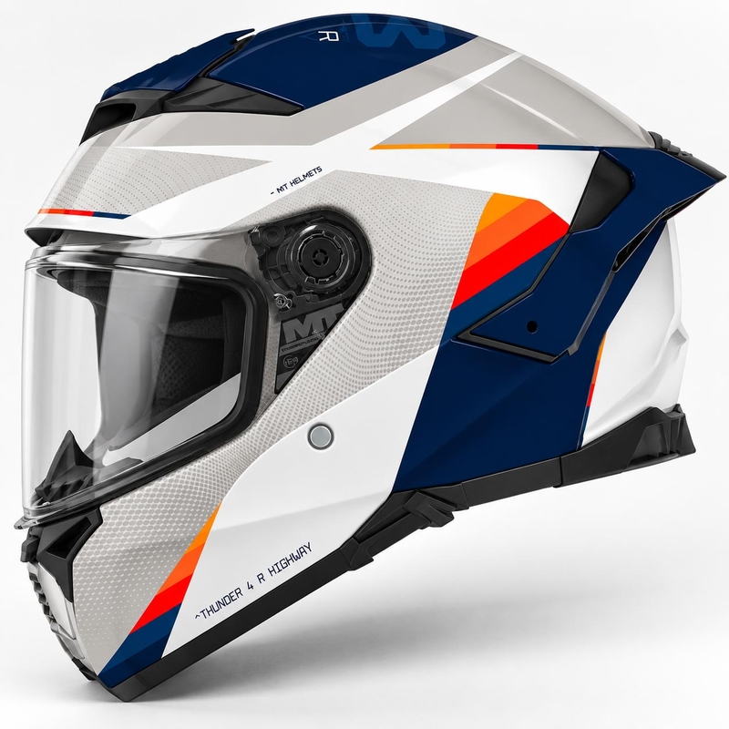 Cască integrală pentru motocicletă MT Thunder 4 R SV Highway A7 alb-gri-albastru