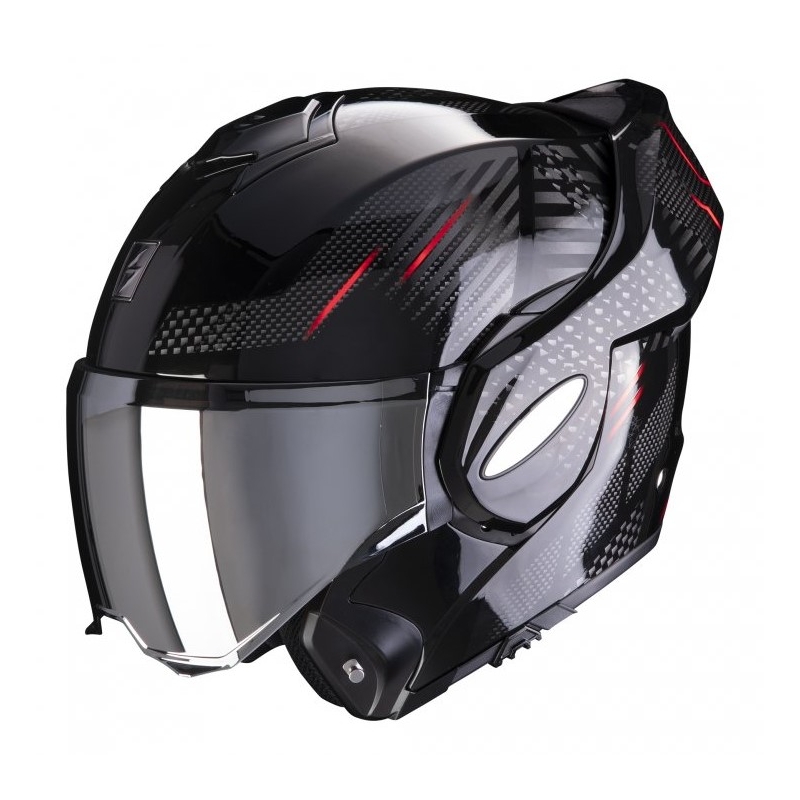 Cască de protecție Scorpion EXO-TECH Pulse negru-roșu cu vârful negru și roșu