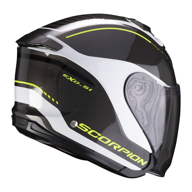 Cască deschisă Scorpion EXO-S1 Shadow negru-alb-alb-galben-fluo