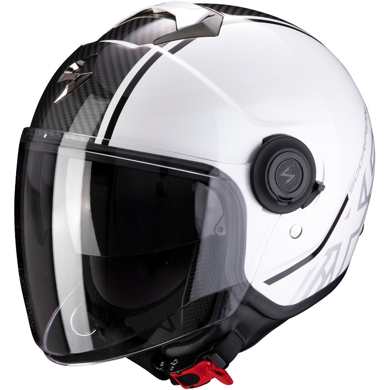 Cască deschisă Scorpion EXO-CITY Avenue alb-negru lichidare