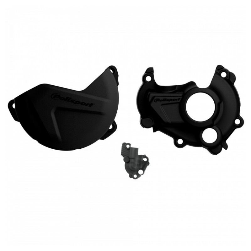 Clutch and ignition cover protector kit POLISPORT Negru pentru YAMAHA YZ 250 F 2014-2018