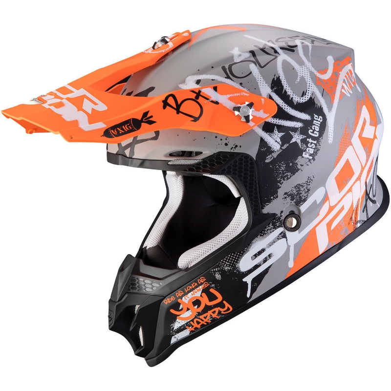 Cască de motocros Scorpion VX-16 Air Oratio gri-portocaliu
