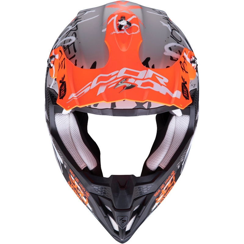 Cască de motocros Scorpion VX-16 Air Oratio gri-portocaliu