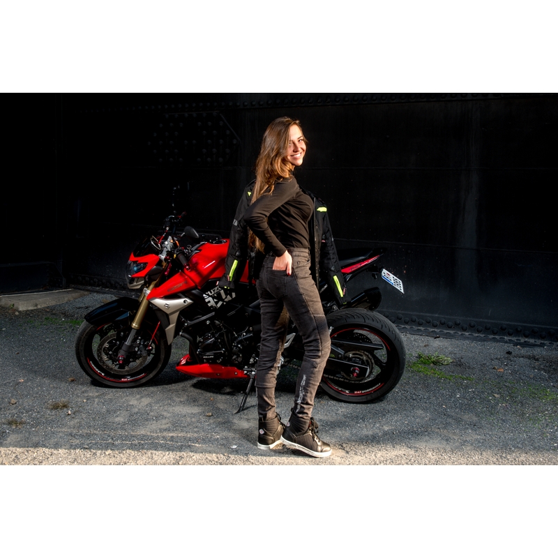 Blugi moto pentru femei Street Racer Spike negri lichidare