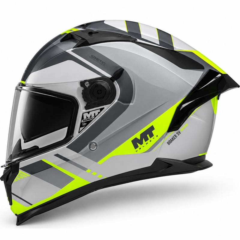 Cască integrală pentru motocicletă MT Braker SV Inception C2 gri-galben fluo