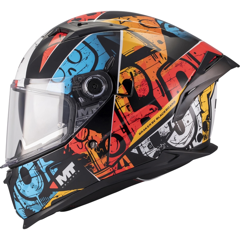 Cască integrală pentru motocicletă MT Braker SV Blackboard B5 negru-albastru-roșu