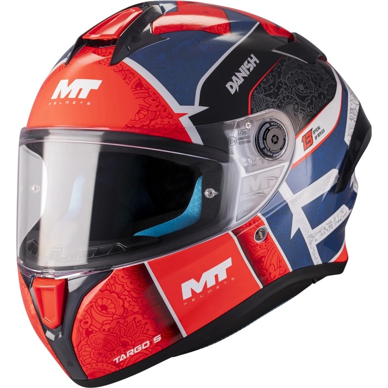 Cască integrală pentru motocicletă MT Targo S Danish_Season 26 C5 roșu-albastru-gri