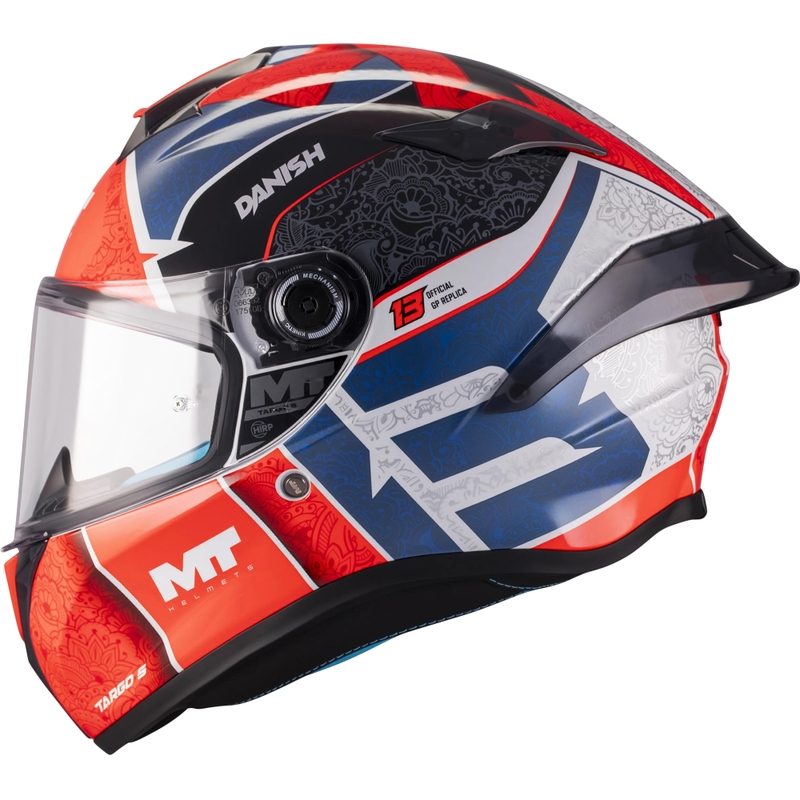 Cască integrală pentru motocicletă MT Targo S Danish_Season 26 C5 roșu-albastru-gri