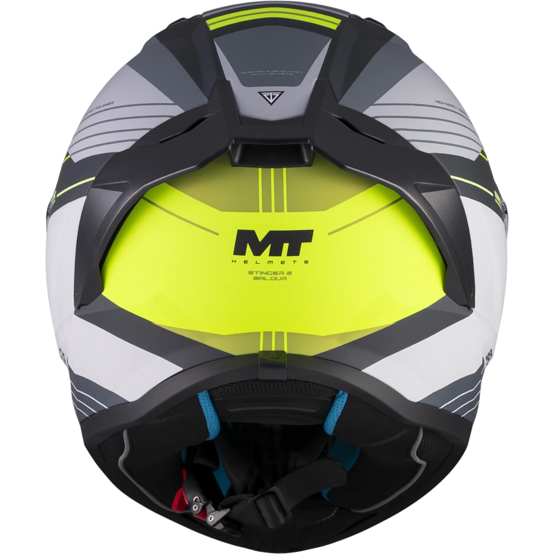 Cască integrală pentru motocicletă MT Stinger 2 Baldur C3 negru-gri-galben fluo