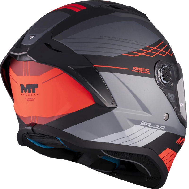 Cască integrală pentru motocicletă MT Stinger 2 Baldur C15 negru mat-gri-roșu