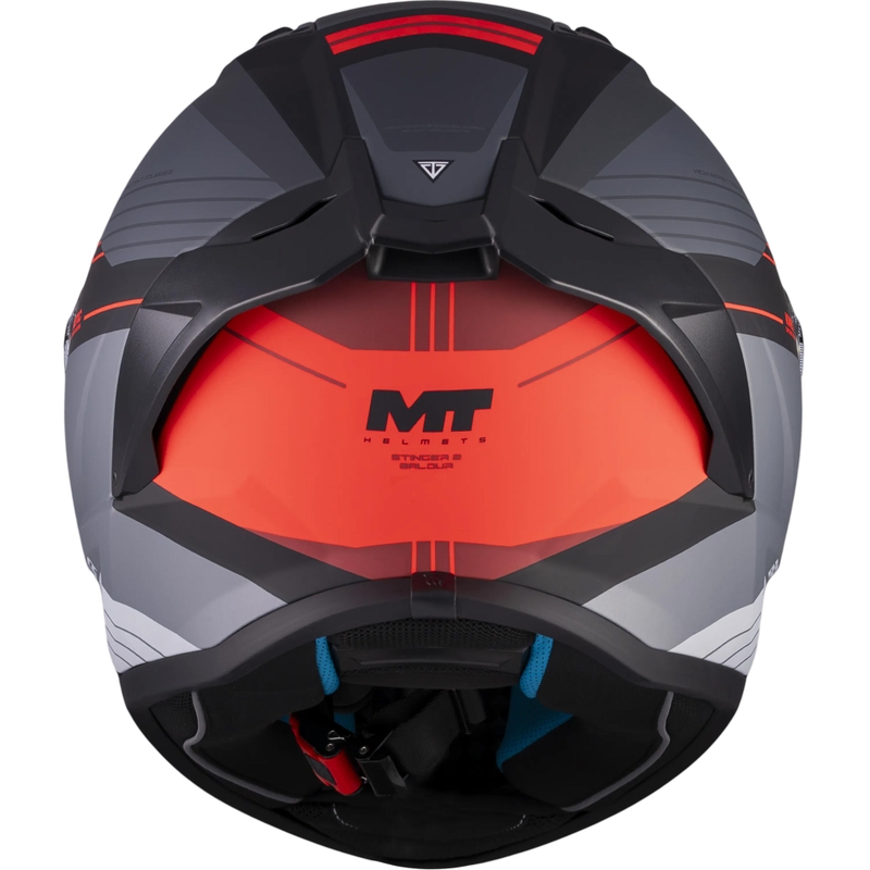 Cască integrală pentru motocicletă MT Stinger 2 Baldur C15 negru mat-gri-roșu