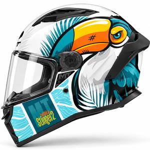 Cască integrală pentru motocicletă MT Stinger 2 Caribbean A6 albastru-alb