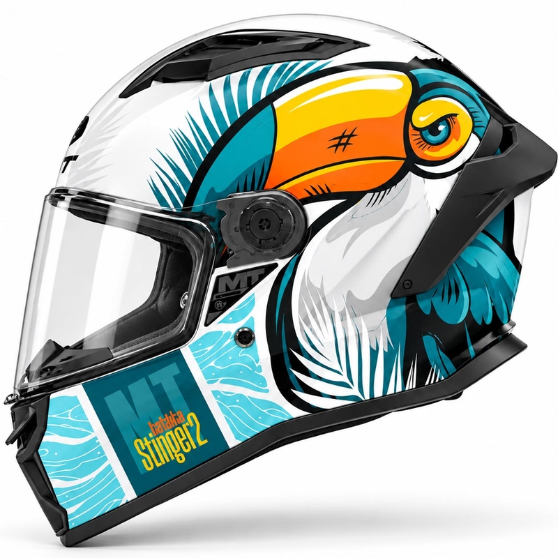 Cască integrală pentru motocicletă MT Stinger 2 Caribbean A6 albastru-alb