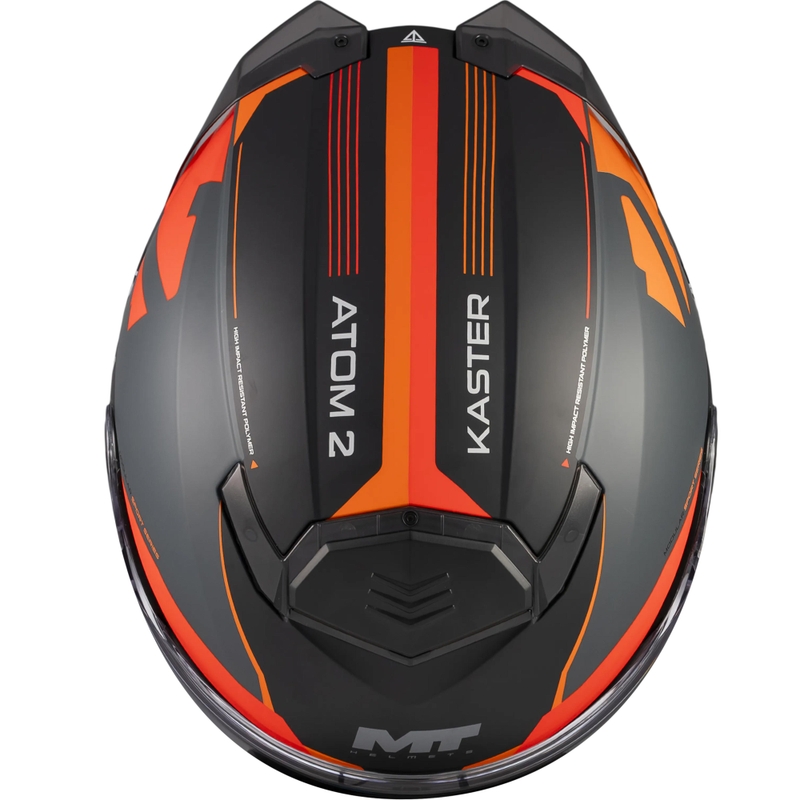 Cască de motocicletă pliabilă MT Atom 2 SV Kaster C14 negru mat-gri-portocaliu