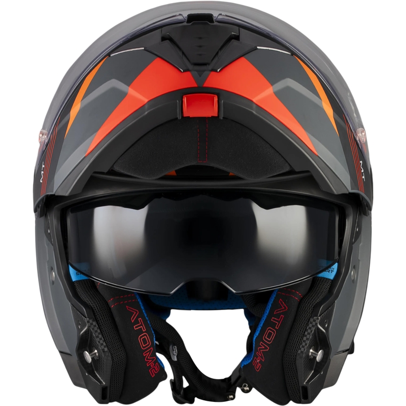 Cască de motocicletă pliabilă MT Atom 2 SV Kaster C14 negru mat-gri-portocaliu