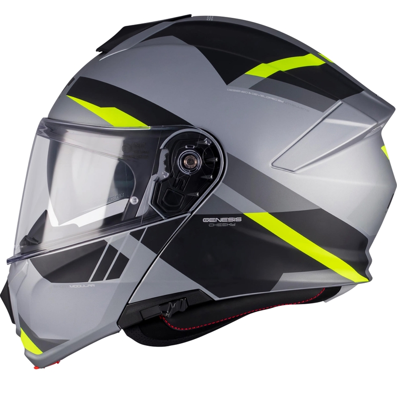 Cască de motocicletă pliabilă MT Genesis R SV Cheeky C3 negru-gri-galben fluo
