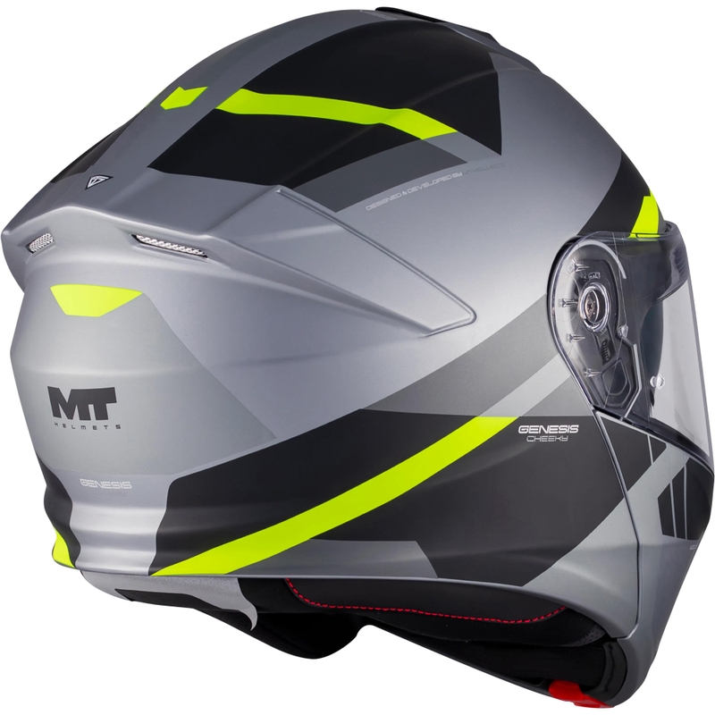 Cască de motocicletă pliabilă MT Genesis R SV Cheeky C3 negru-gri-galben fluo