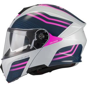 Cască de motocicletă pliabilă MT Genesis R SV Vibe C8 gri-albastru-roz