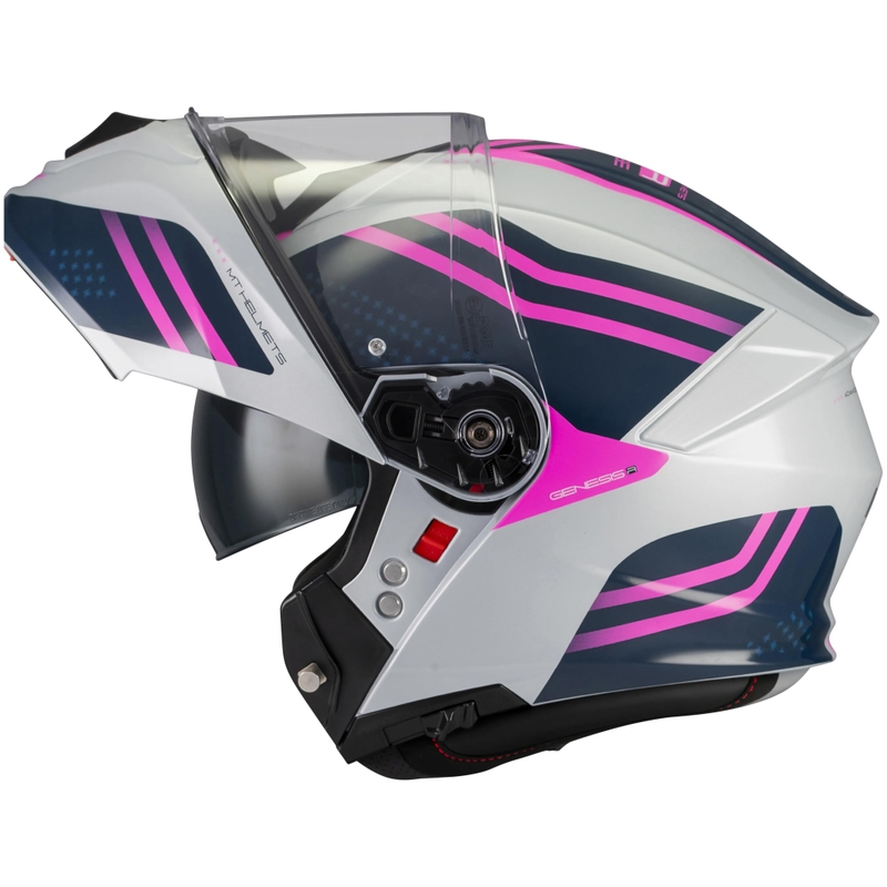 Cască de motocicletă pliabilă MT Genesis R SV Vibe C8 gri-albastru-roz