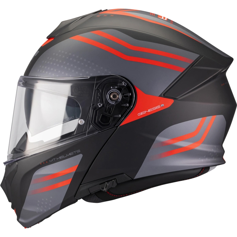 Cască de motocicletă pliabilă MT Genesis R SV Vibe B5 negru mat-gri-roșu