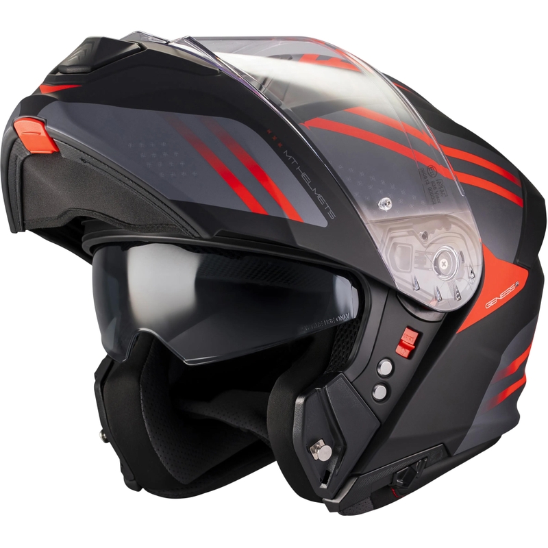 Cască de motocicletă pliabilă MT Genesis R SV Vibe B5 negru mat-gri-roșu