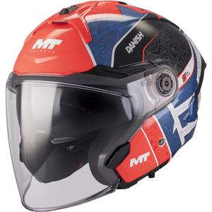 Cască de motocicletă deschisă MT Cosmo SV Danish 26 Season C5 albastru-roșu-alb-negru