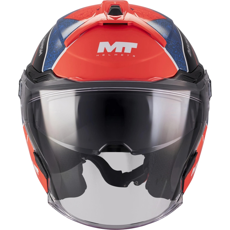 Cască de motocicletă deschisă MT Cosmo SV Danish 26 Season C5 albastru-roșu-alb-negru