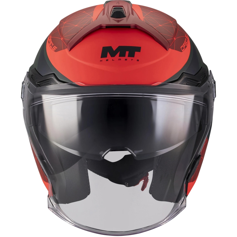 Cască de motocicletă deschisă MT Cosmo SV Zafiro C16 roșu-verde mat