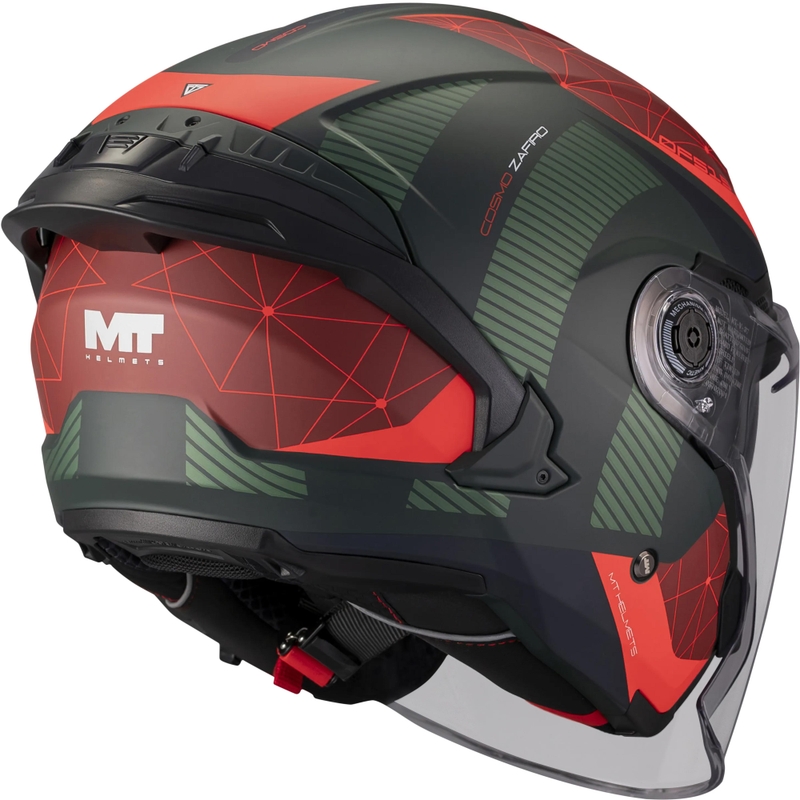 Cască de motocicletă deschisă MT Cosmo SV Zafiro C16 roșu-verde mat