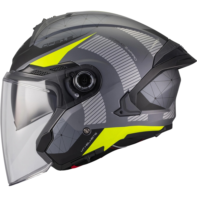 Cască de motocicletă deschisă MT Cosmo SV Zafiro C3 negru mat-gri-galben fluo