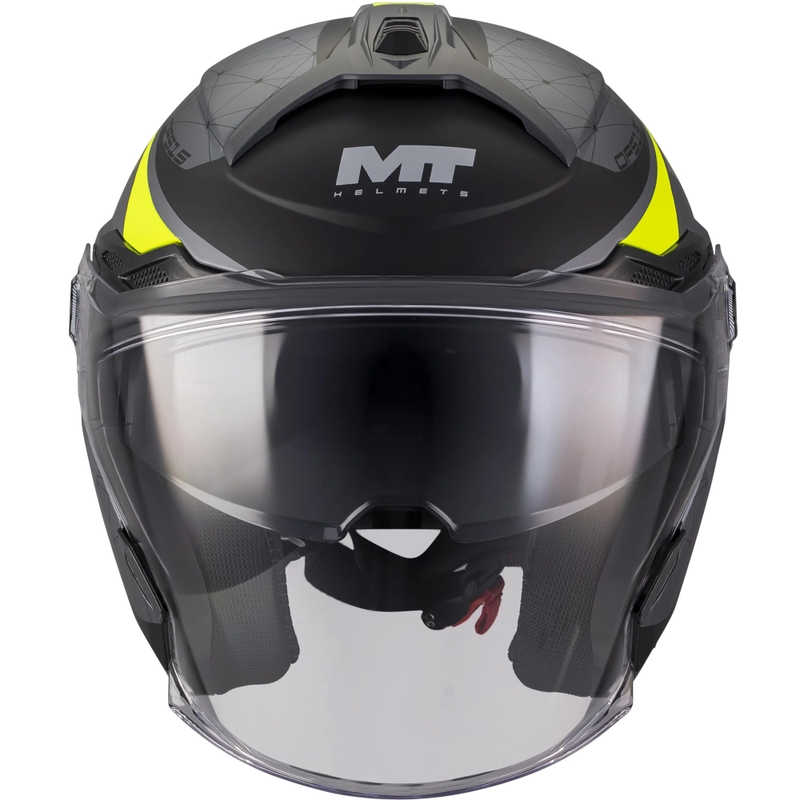 Cască de motocicletă deschisă MT Cosmo SV Zafiro C3 negru mat-gri-galben fluo