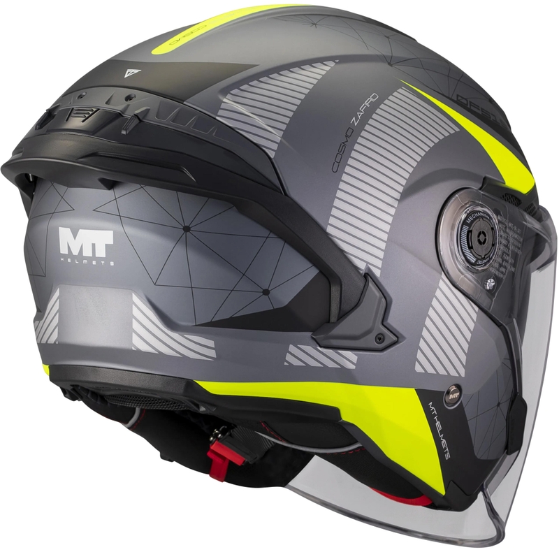Cască de motocicletă deschisă MT Cosmo SV Zafiro C3 negru mat-gri-galben fluo
