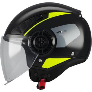 Cască de motocicletă deschisă MT Aeris Demure B5 negru-galben fluo