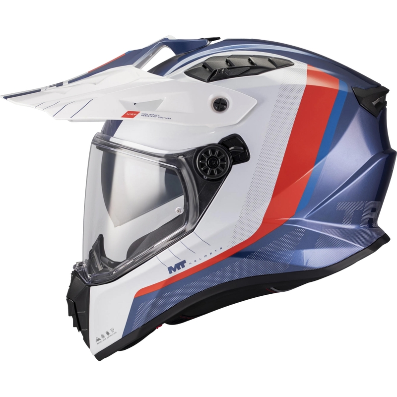 Cască de motocicletă enduro MT Track SV Nomad C0 albastru-alb-roșu