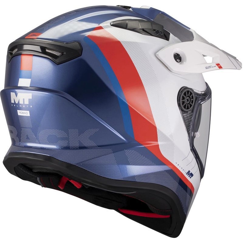 Cască de motocicletă enduro MT Track SV Nomad C0 albastru-alb-roșu