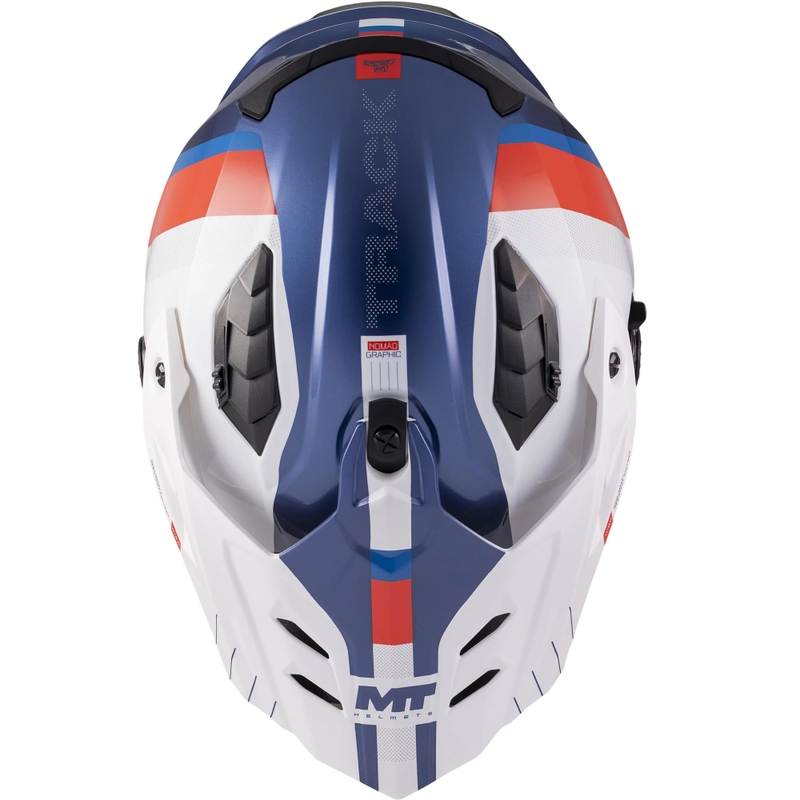 Cască de motocicletă enduro MT Track SV Nomad C0 albastru-alb-roșu